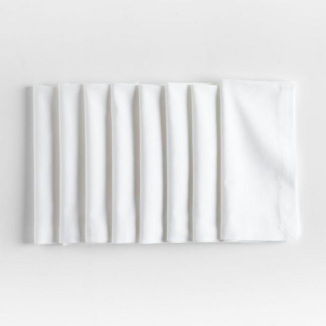Aspen White Cotton Napkins, Set of 8