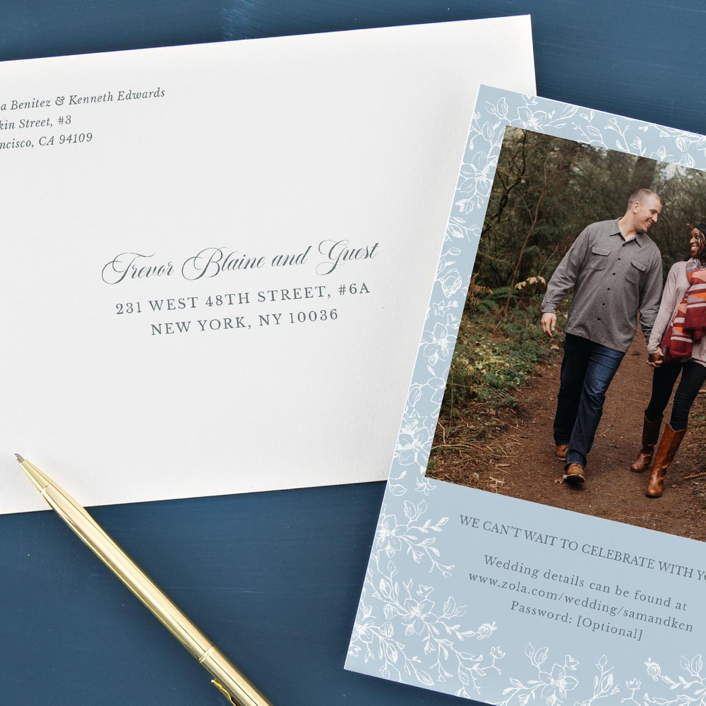 Venado Portrait | Baby Blue | Zola Wedding Invitations