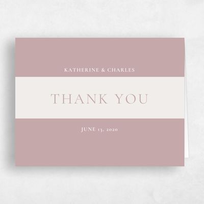 Taupe, Pink Wedding Thank You - Potter