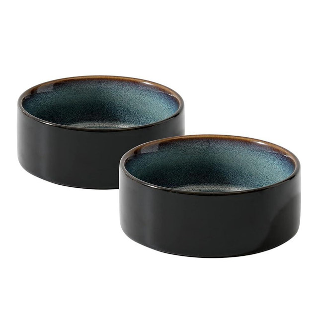 Havniva Ceramic Set of 2 Cat Bowls, Food and Water Bowls for Cats, Kitty, 2pcs Cat Dishes, Cat Feeder(5.1inch, 2 x Starry Sky Bowls)