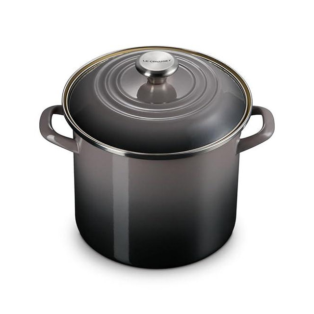 Le Creuset Enamel on Steel Traditional Stockpot, 8 qt., Oyster with Stainless Steel Knob