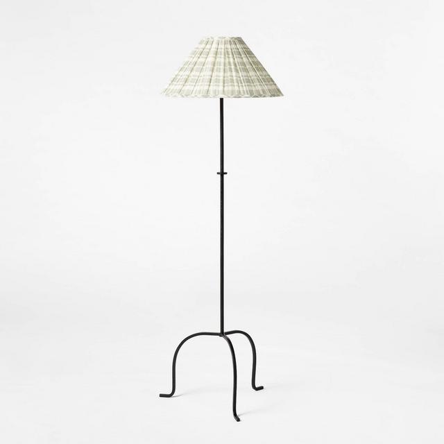 Metal Floor Lamp with Pleated Plaid Shade Black - Threshold™ designed with Studio McGee