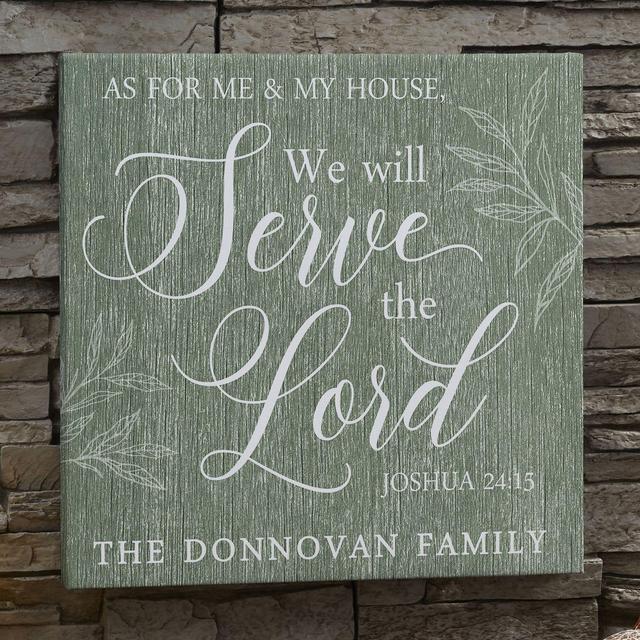 We Will Serve The Lord 24-Inch Square Personalized Canvas