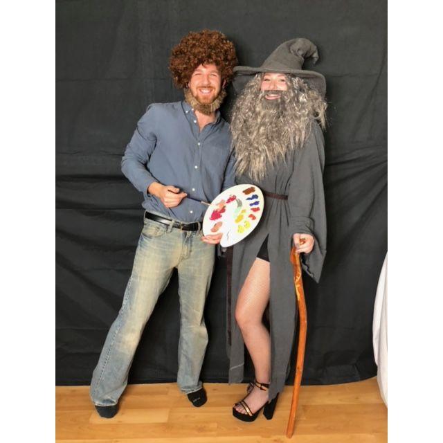 First Halloween together as Sexy Gandalf and Bob Ross