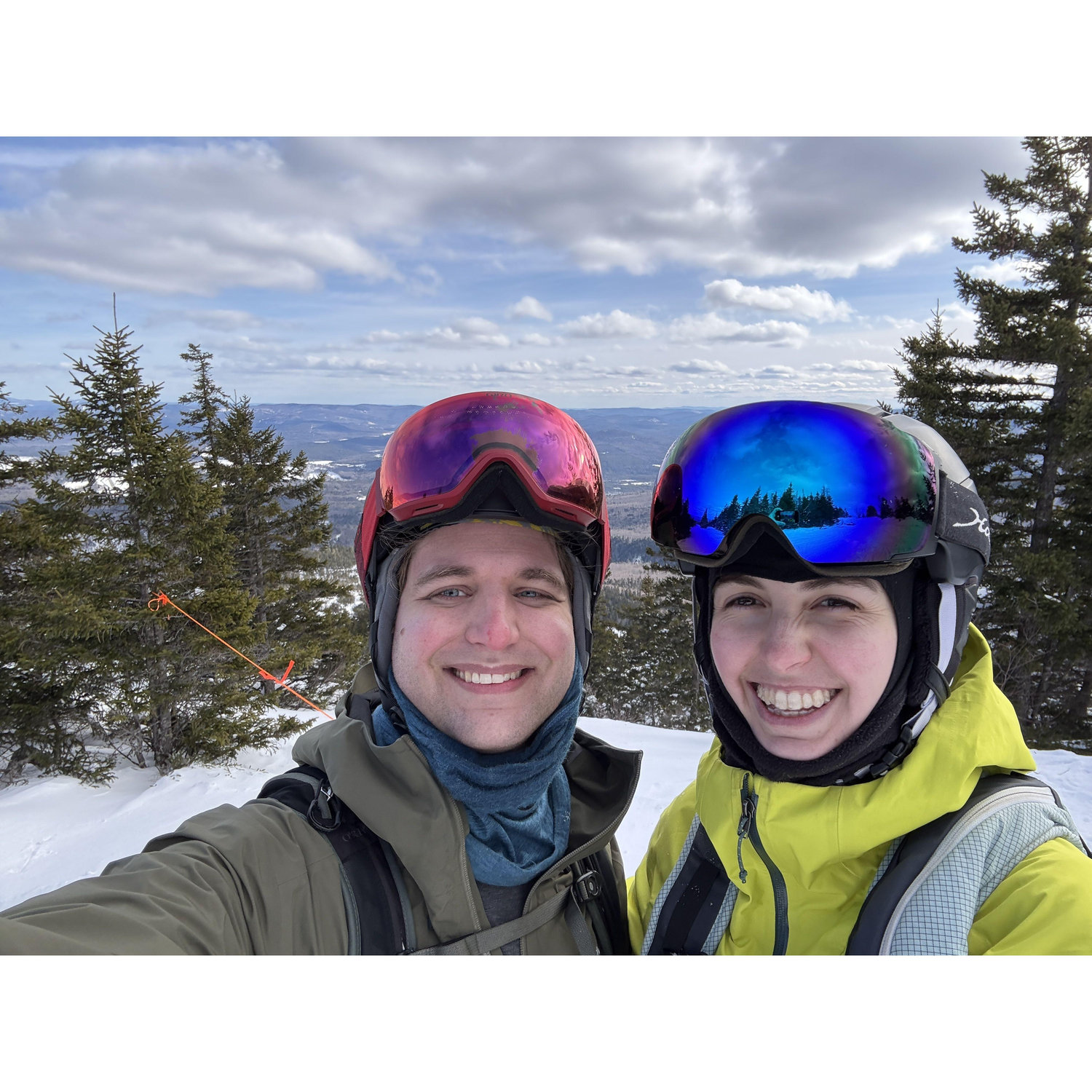 2/8/2025 - Chris can mostly keep up with Liz in the glades these days. We've upgraded our ski gear since our first ski trip together.