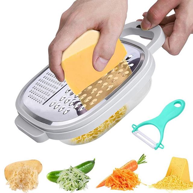 Graters for Kitchen Cheese Grater with Container Cheese Grater Stainless Steel with Lid and Detachable Storage Container Easy to Use for Parmesan Cheese Vegetables Ginger