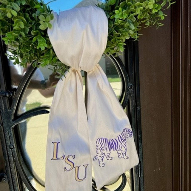 LSU Tigers; Geaux Tigers wreath sash; Purple and Gold