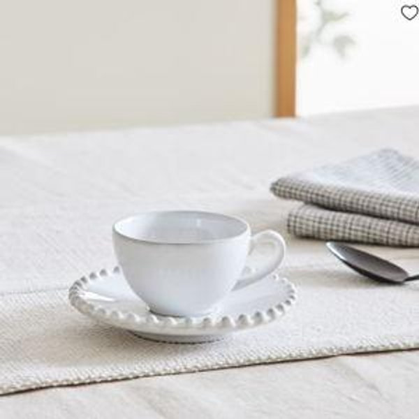 Costa Nova Pearl White Stoneware Coffee Cup & Saucers (Set of 4)