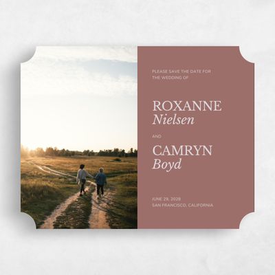 Brown Ticket Wedding Save the Date - Jaramillo Photo