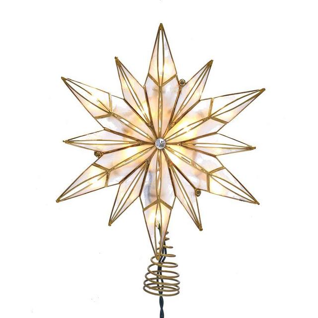 Kurt S. Adler Kurt Adler 10-Light 12-Point Capiz Star and Center Gem Treetop, Gold, White