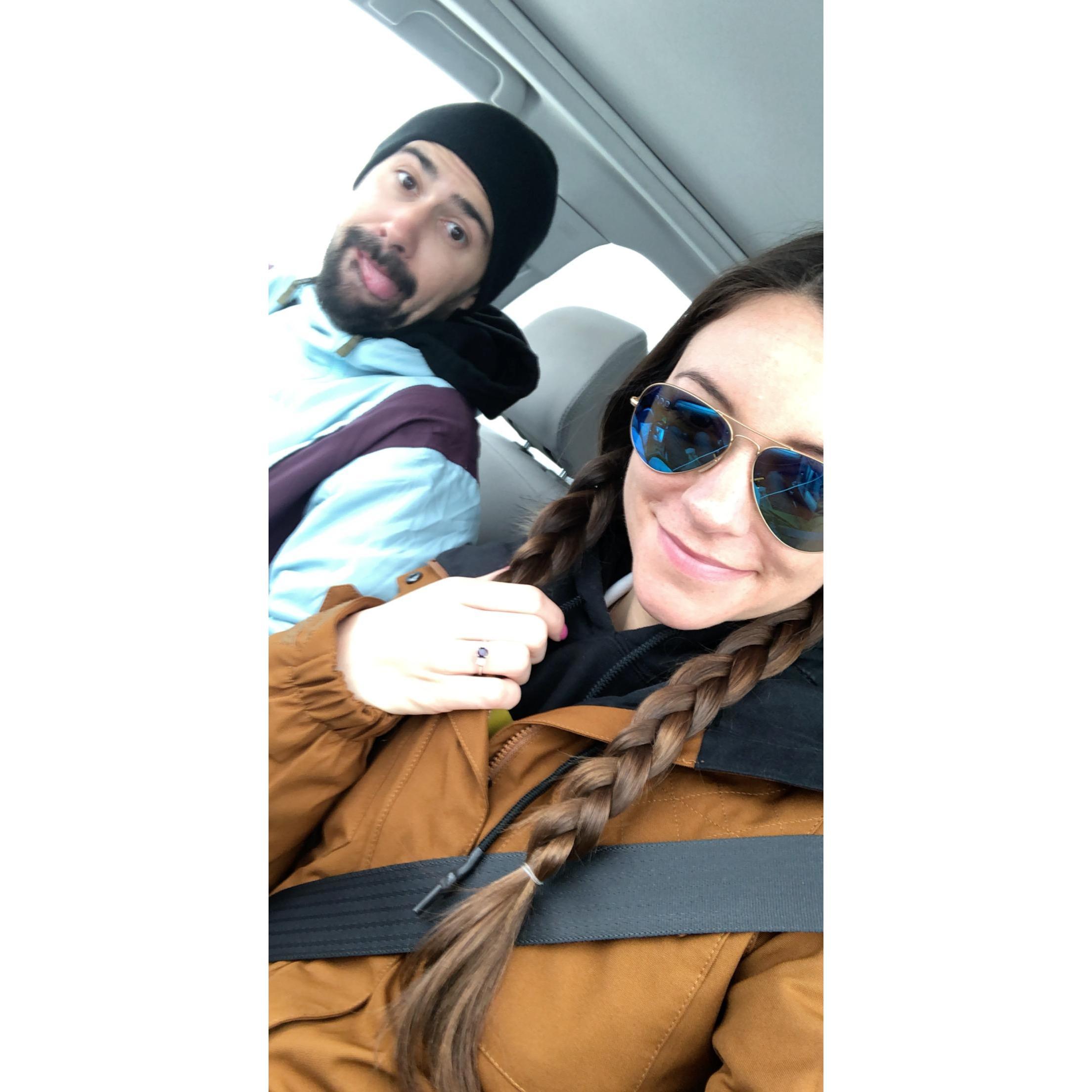 1st day of skiing as an ENGAGED COUPLE!