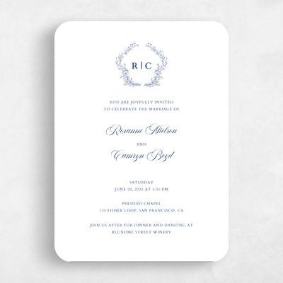 Blue Rounded Wedding Invitation - Eleanora Classic