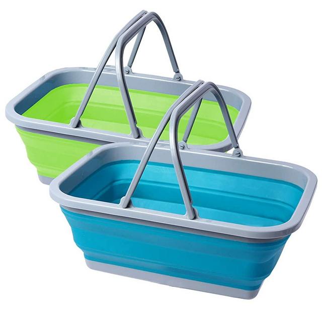 Playinyard Collapsible Sink with Handle and Lid, 2.37 Gal/9L - 4 Gal/15L Foldable Wash Basin for Camping, Outdoor, Washing Dishes, Kitchen, Picnic, Hiking and Home (1 & 2 Pack)