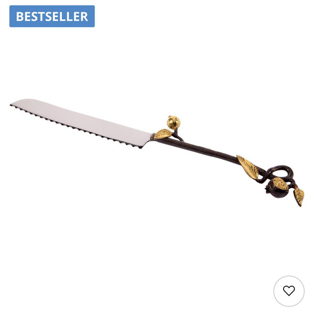 Yair Emanuel Copper Challah Knife with Pomegranates