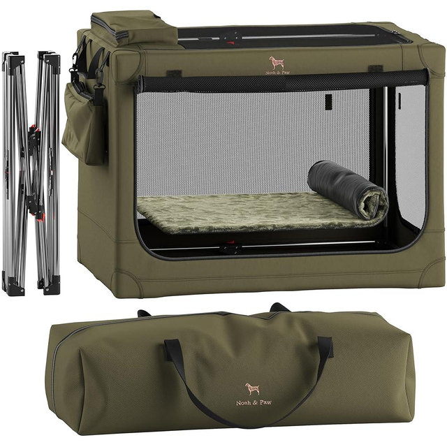 Noah & Paw Collapsible Dog Crate 36 Inches, XL Dog Crate for XL, Large Medium Breed, Travel Kennel for Car, Includes Pet Mat for Pet Cage, 2 Storage Pockets, Handbag, 10mm Locking Zippers 36*25*23