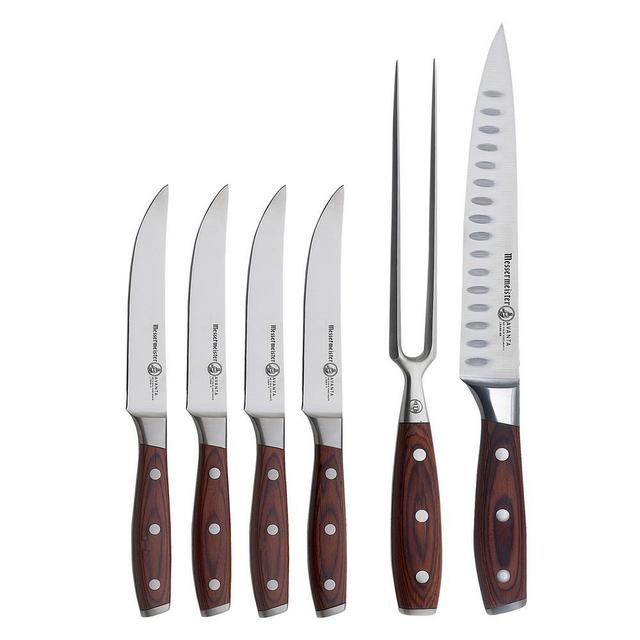 Avanta 6-Piece Stainless Steel Pakka Wood Steak Knives and Carving Knife Set