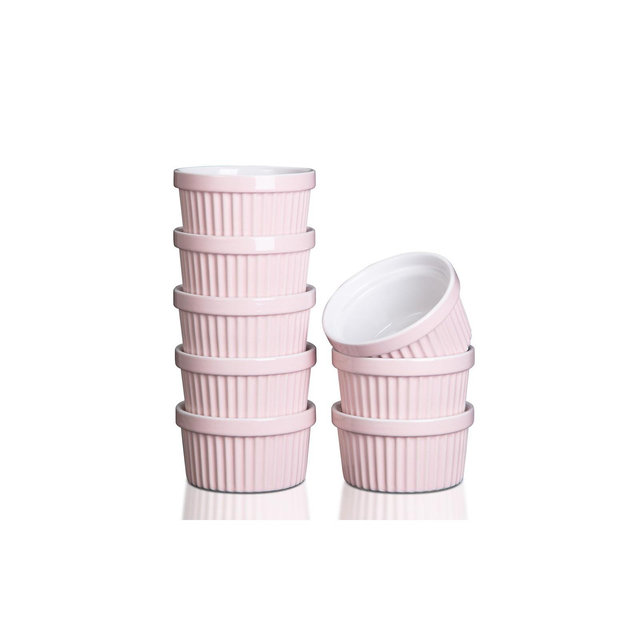 WhizMax Porcelain Ramekin, 8 oz, Set of 6, Pink
