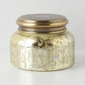 Giant Capri Blue Mercury Glass Candle