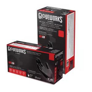 Gloveworks Nitrile Disposable Gloves Large Black Powder Free 100 pk