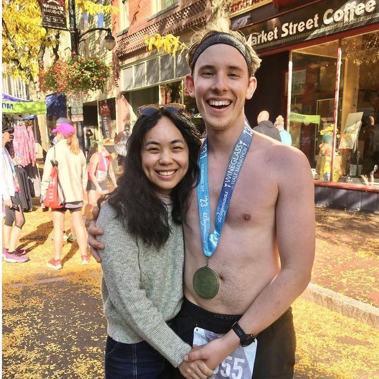 Fall 2023: Hadley's 2nd half-marathon in Corning, NY.