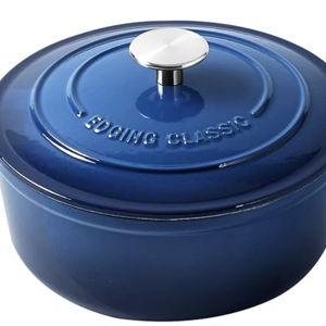 Cast Iron Dutch Oven with Dual Handle Enameled Covered, 2.8 Quart, Indigo