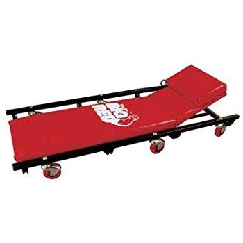 Torin TR6452 6 Wheel Rolling Creeper Garage/Shop Bench: Padded Mechanic Cart with Adjustable Headrest, Red