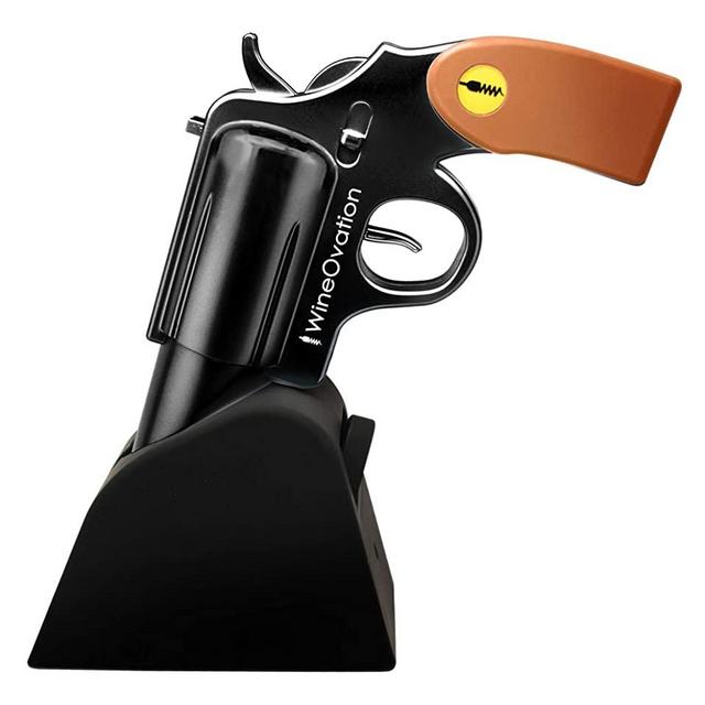WineOvation Electric Gun Wine Opener (Black) - Open your Wine Bottle fast and without hassle - Great Gifts for Gun Enthusiasts and Wine Lovers