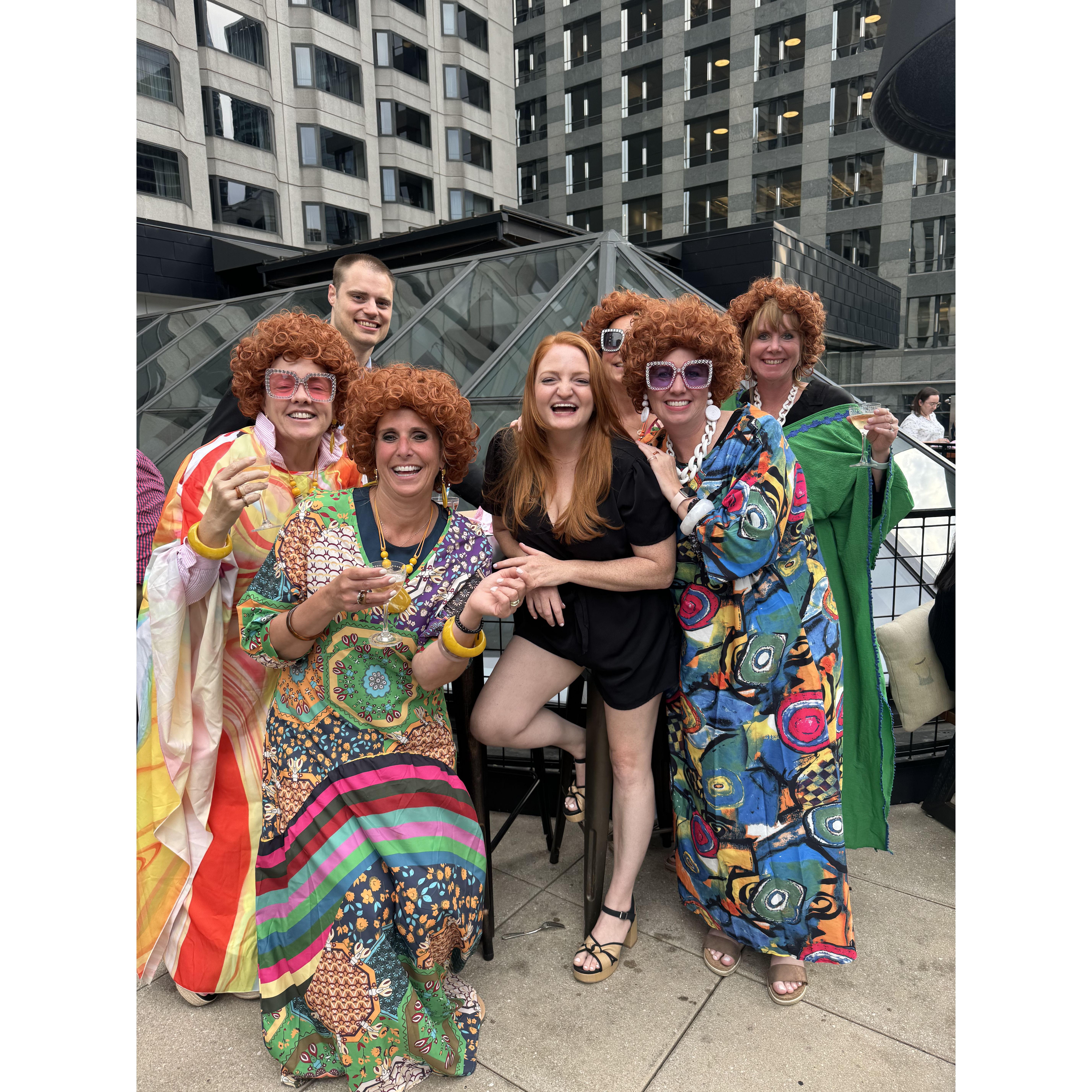 These were the first people to know we were engaged. We had no idea who they were. They were having a "Mom-lorette" party with the theme "Mrs. Draper from 'Three's Company'" and felt very strongly that Jenny could be their daughter.