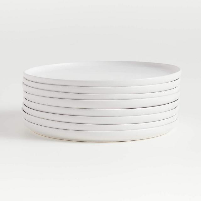 Wren Matte White Dinner Plates, Set of 8