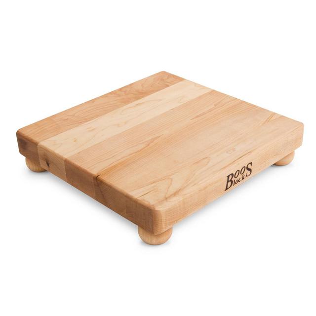 John Boos Small Maple Cutting Board for Kitchen Prep 12 x 12 Inches, 1.5 Inches Thick Edge Grain Square Charcuterie Boos Block with Wooden Bun Feet