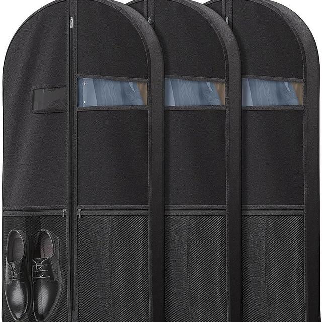 Lazebox 3 packs Garment Bag for Closet Storage and Travel with Zipper Pocket, Heavy Duty Waterproof Hanging Suit Bag with Handles for Suits, Coats, Jackets, Shirts