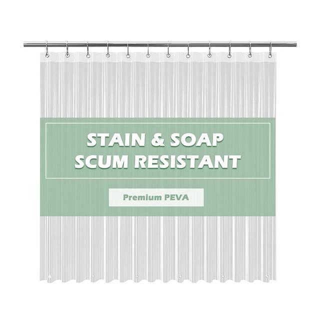 EHZNZIE Shower Curtain Liner Heavy Duty PEVA, Shower Liner 72x72 Inches, Waterproof, No Chemical Smell with 12 Rust Proof Metal Grommets for Bathroom Shower Curtain, Clear