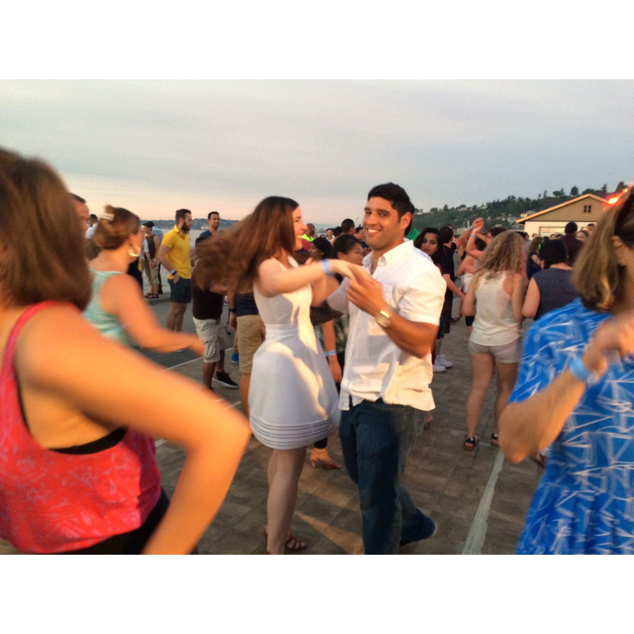 Salsa dancing in summer. 