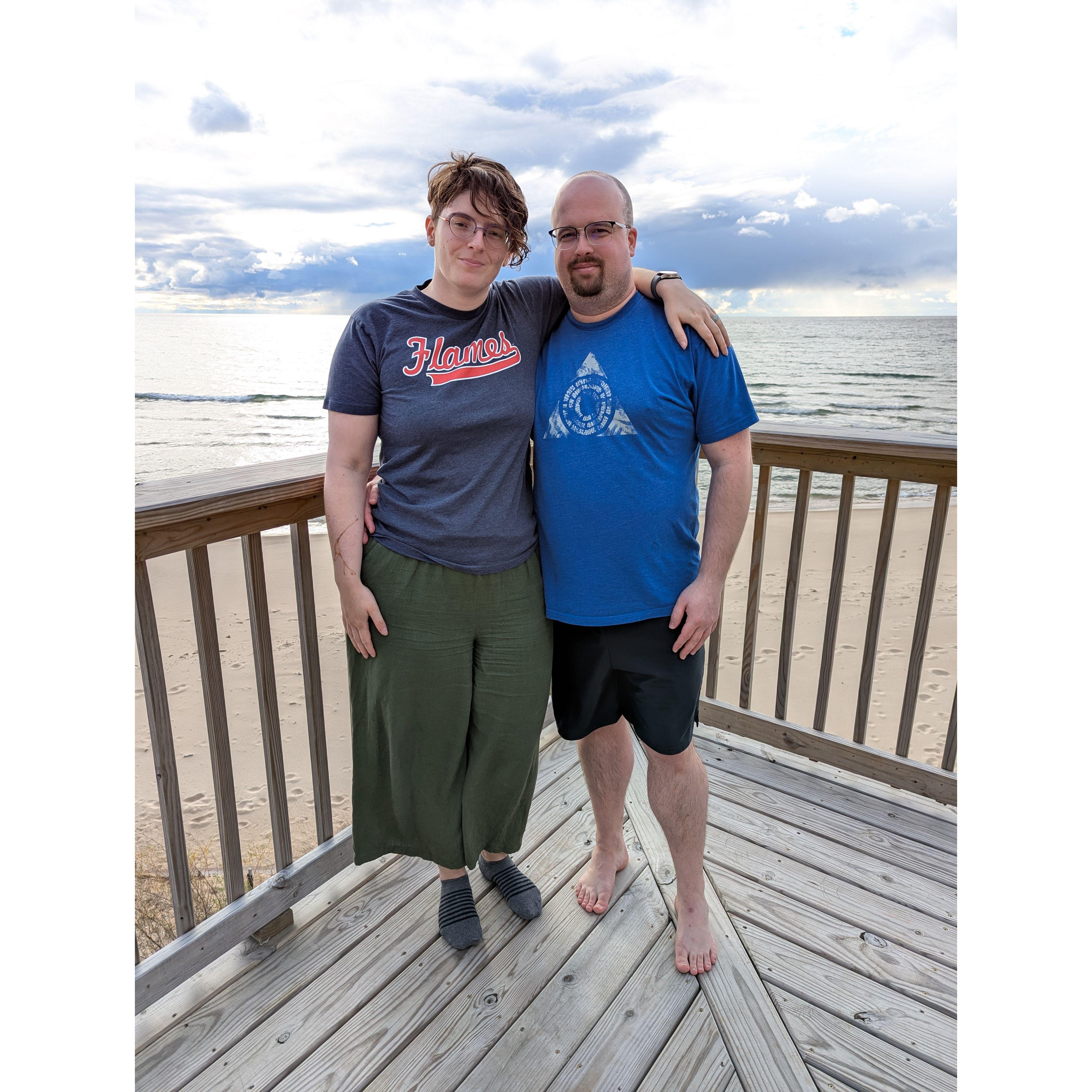 A friend snapped this photo of us on the deck of the Weisling's cottage, of which Karl helped oversee the restoration.