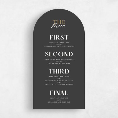 Grey Arch Wedding Menu - Finneas