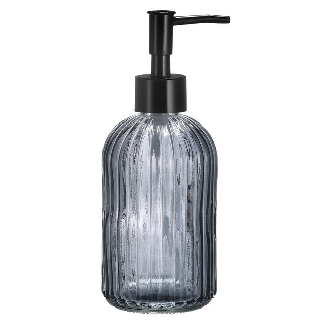 Unique Bargains Glass Durable Hand Soap Dispenser with Black Pump for Kitchen Bathroom Gray
