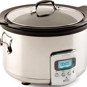 Groupe SEB - All-Clad SD710851 Slow Cooker with Black Ceramic Insert and Glass Lid, 4-Quart, Silver