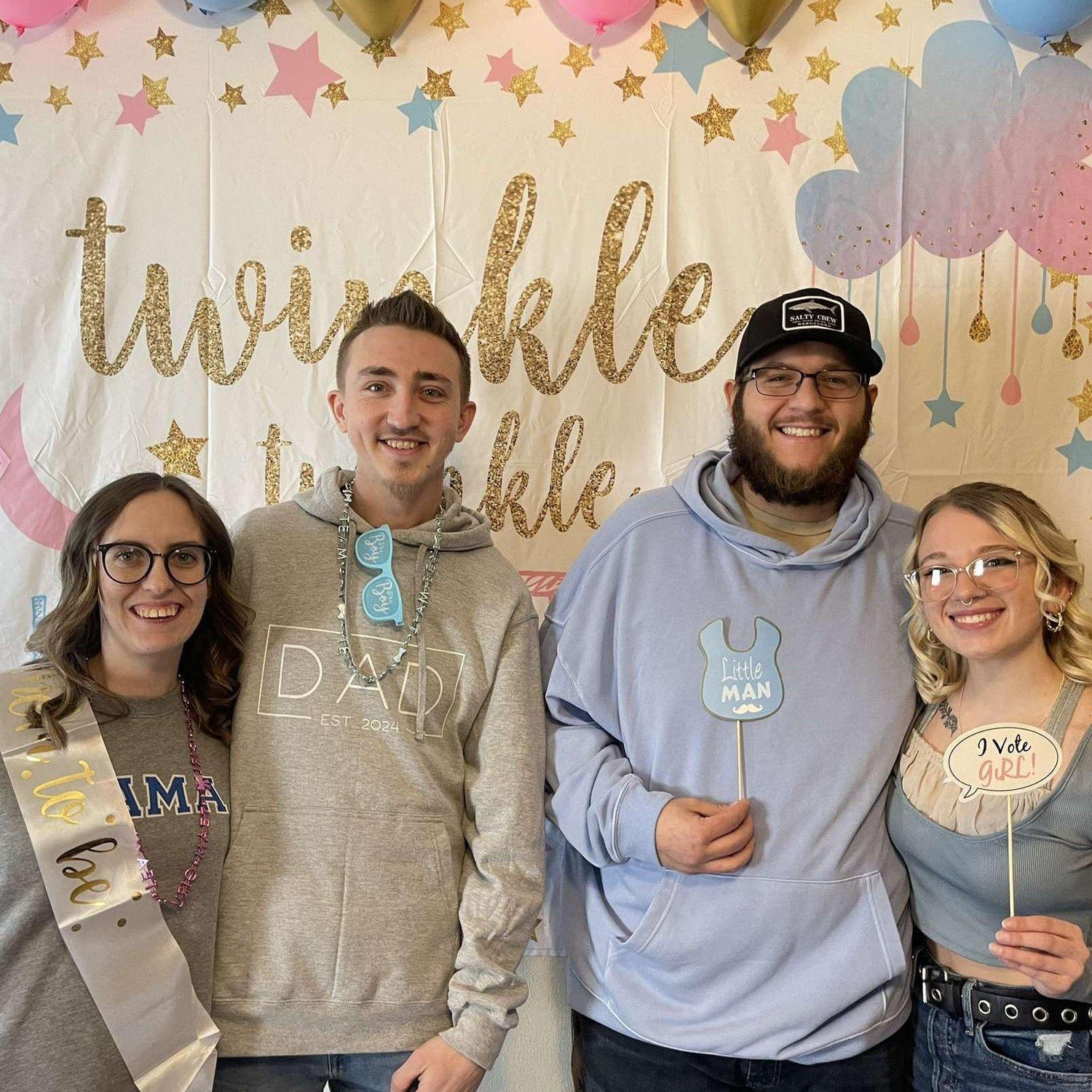 Marissa, Nick, Ethan, and Sydney at Nick and Marissa's gender reveal