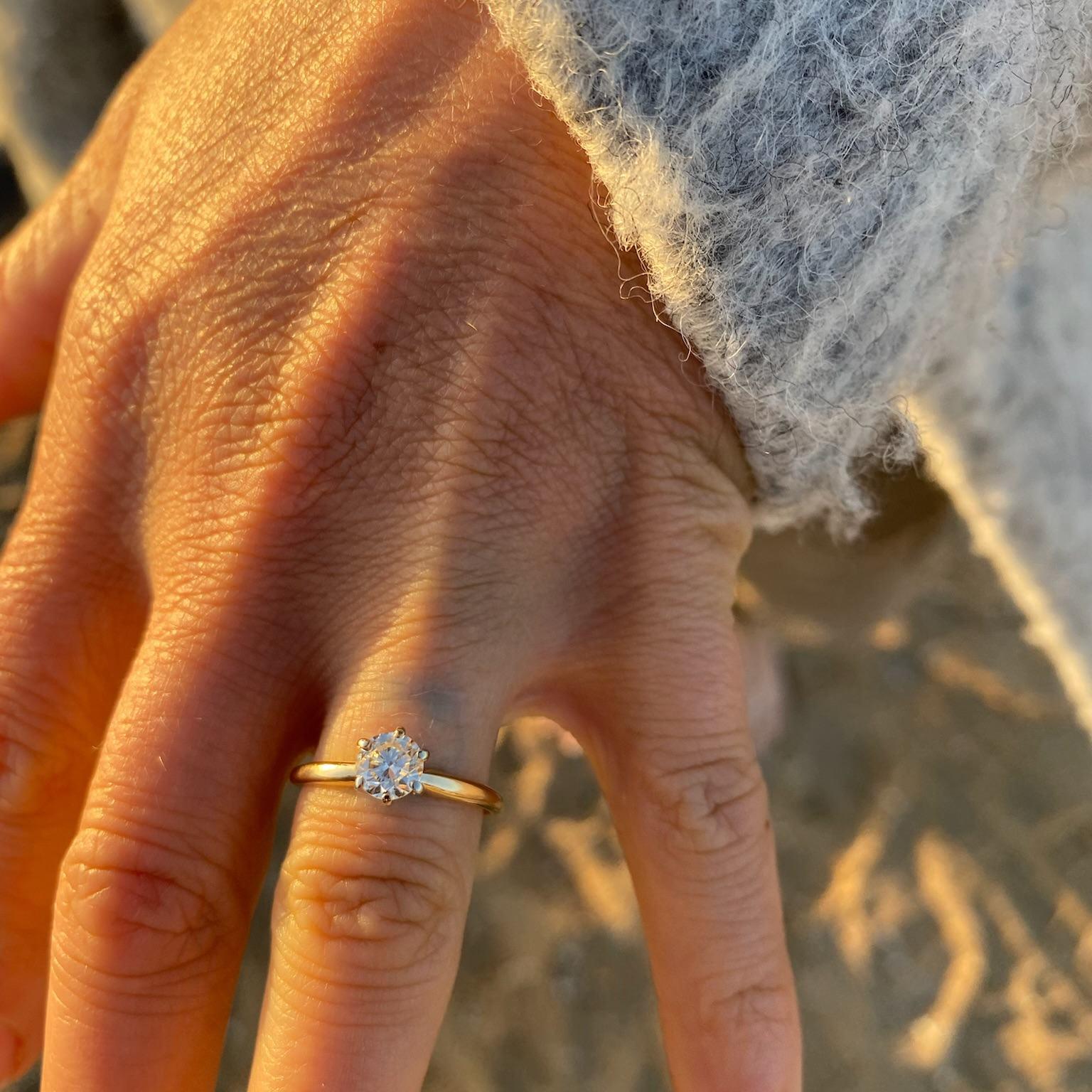Got it from her momma! Truly, this beautiful diamond ring is a family heirloom. Such as sweet story!