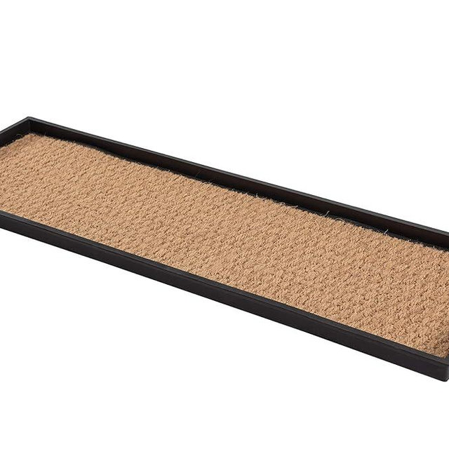 Anji Mountain AMB0BT4F-001 Black Rubber Boot/Shoe Tray with Coir, Fits 4 Pair (46.5" Wide), Tan Insert