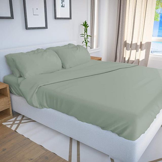 Bamboo Bay 6-Piece Bamboo Sheet Set - Soft as Eucalyptus Sheets (10 Colors) - Soft, Breathable & Cooling 100% Viscose from Bamboo - Extra Deep Pocket, No-Slip Fitted Sheet (Queen Size, Sage)