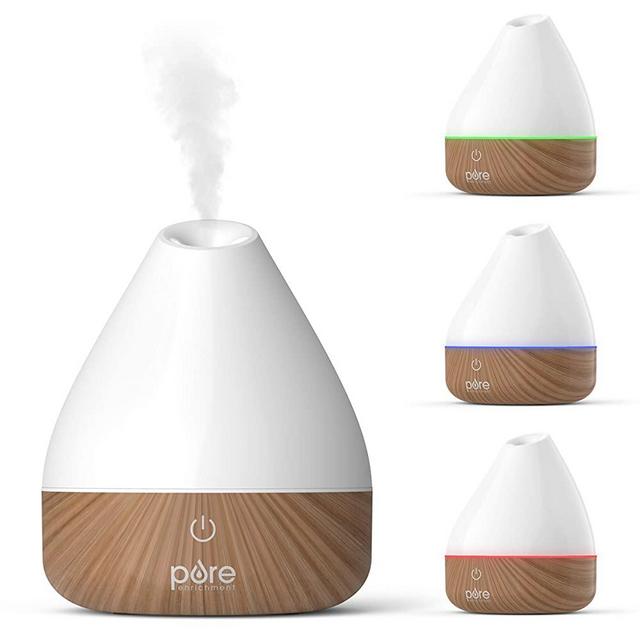 Pure Enrichment PureSpa Natural Essential Oil Diffuser (White) – 200ml Water Tank Lasts Up to 10 Hours with Soft Color-Changing Lights and Auto Safety Shut-Off