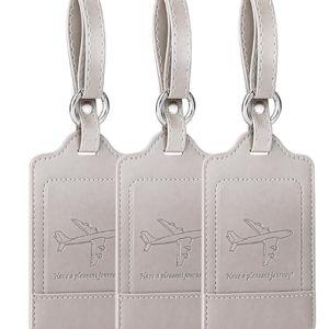 Teskyer Luggage Tags, 3 Pack Premium PU Leather Luggage Tags Privacy Protection Travel Bag Labels Suitcase Tags