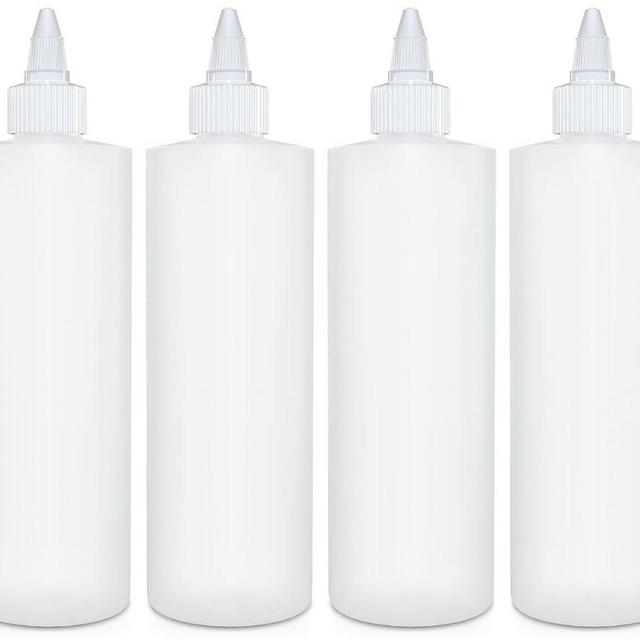 BRIGHTFROM Condiment Squeeze Bottles, 12 OZ Empty Squirt Bottle with Twist Top Cap, Leak Proof - Great for Ketchup, Mustard, Syrup, Sauces, Dressing, Oil, Arts and Crafts, BPA FREE Plastic - 4 PACK