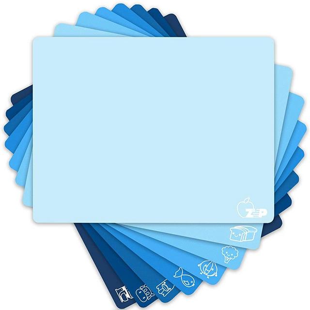 ZVP Flexible Plastic Cutting Board Set of 8 Gradient Color, Colorful Chopping Boards, BPA Free Mats, Non Slip, Dishwasher Safe, 15x12 Inches, Blue Multi-Color
