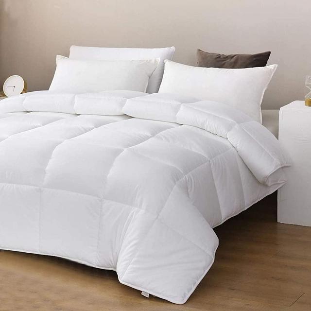 Oaken-Cat 100% Cotton Down Alternative Comforter King - All Season Ultra-Soft Skin-Friendly Cloud Breathable Microfiber Comforter Duve, White