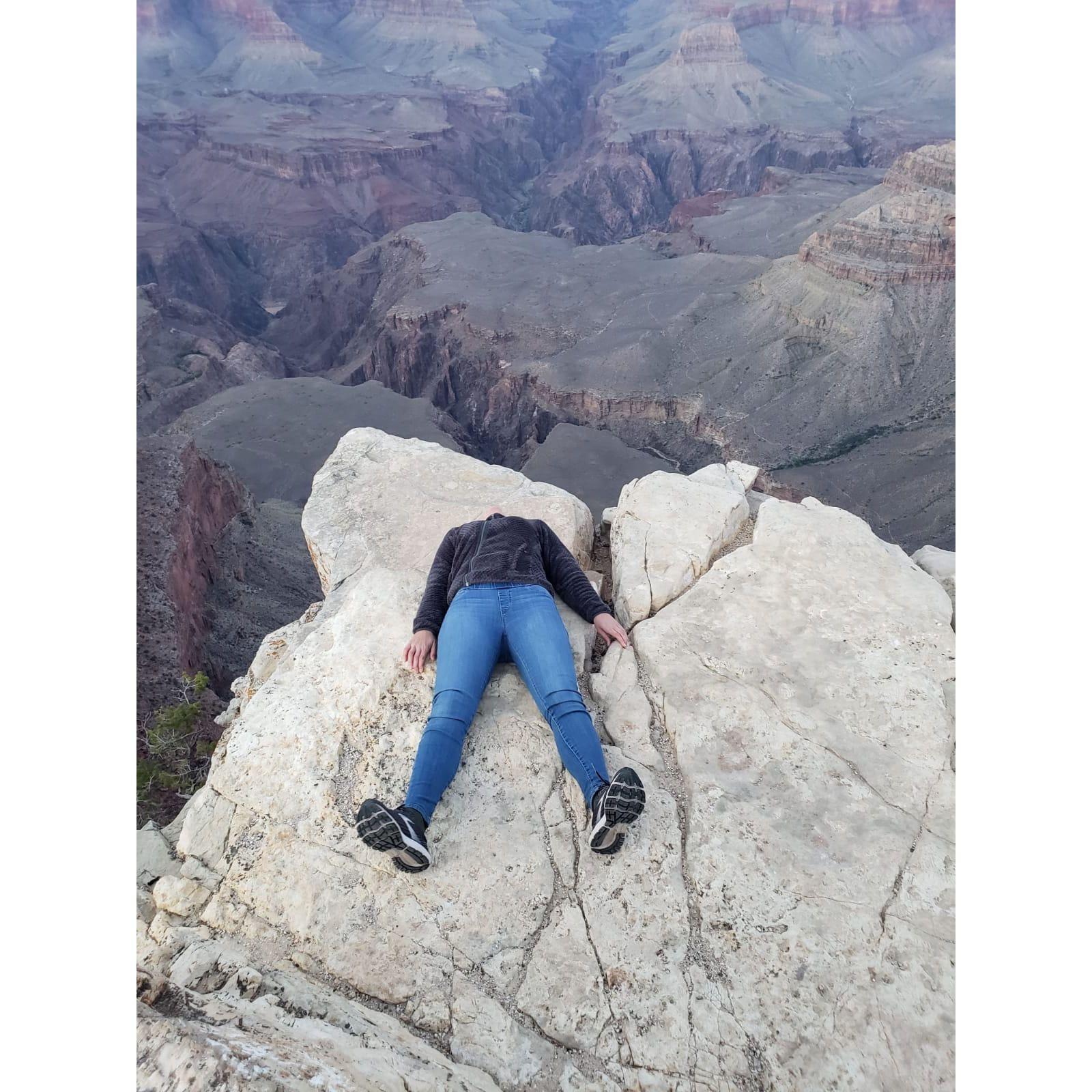 Amanda views the Grand Canyon upside down. Dave will propose in a few minutes!