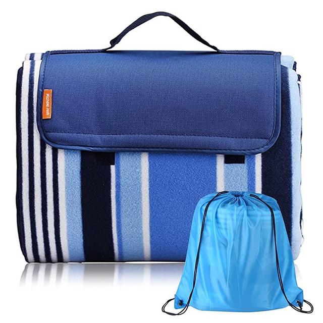 Michael Josh Large Outdoor Picnic Blanket, Water-Resistant Handy Mat Tote, Soft Fleece Material Camping Tote Mat Great for Beach Camping Travelling on Grass Sandproof… (Blue, 79 inch X 79 inch)