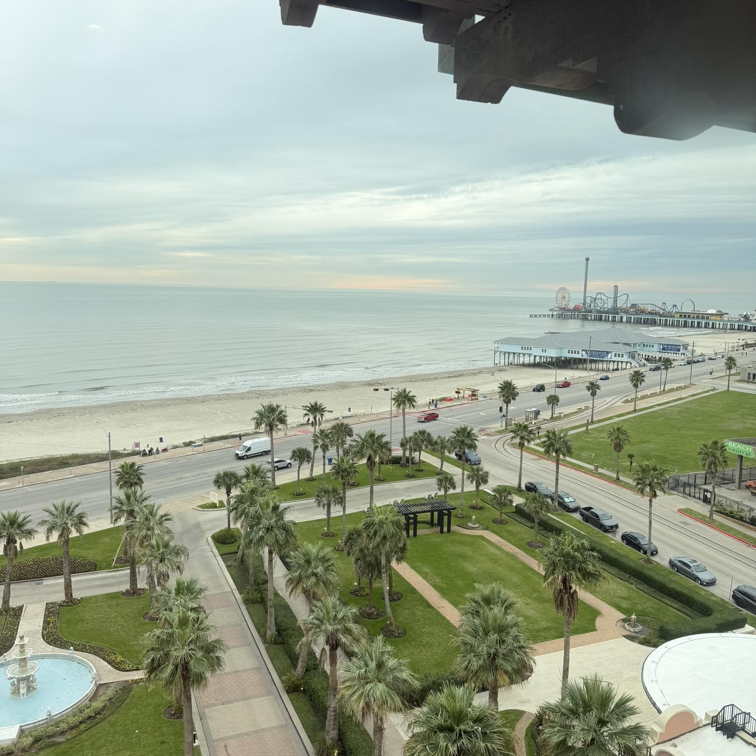 View from the hotel. Walking distance to the Galveston Pier.