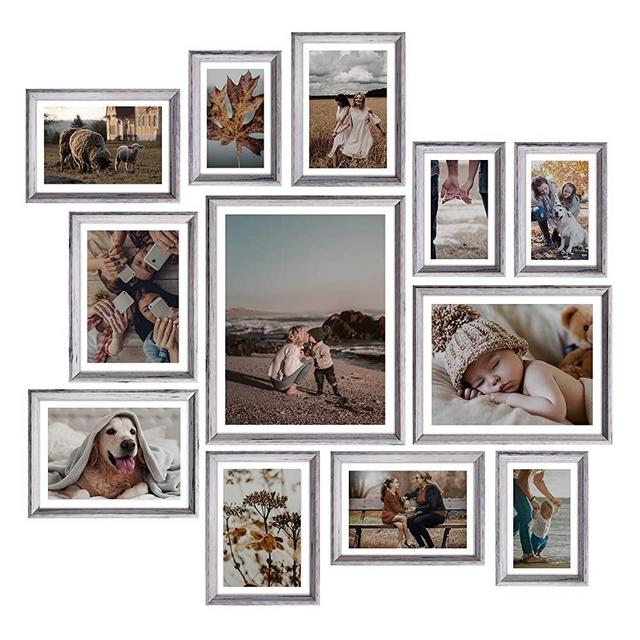 Homemaxs Picture Frames Set of 12, Rustic Picture Frames Collage Picture Frames Set for Tabletop or Wall Decor, Four 4x6 in, Four 5x7 in, Two 6x8 in, One 810in,One 1114in